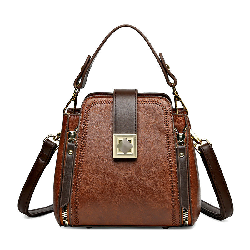 Women's Soft Leather Textured Shoulder Crossbody Handbag