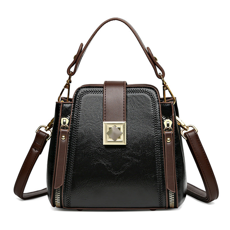 Women's Soft Leather Textured Shoulder Crossbody Handbag