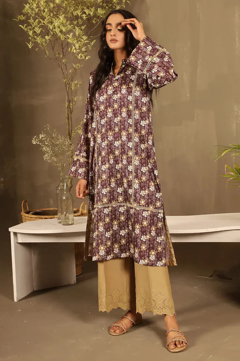 Unstitched 2 Piece - Printed Lawn Shirt with Embroidered Trouser 