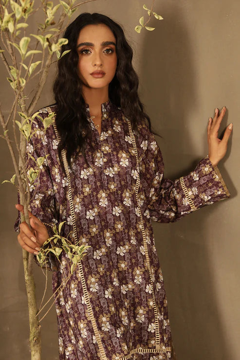 Unstitched 2 Piece - Printed Lawn Shirt with Embroidered Trouser 