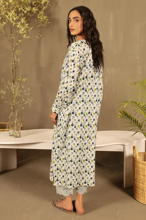 Unstitched 2 Piece - Printed Lawn Shirt with Embroidered Trouser 