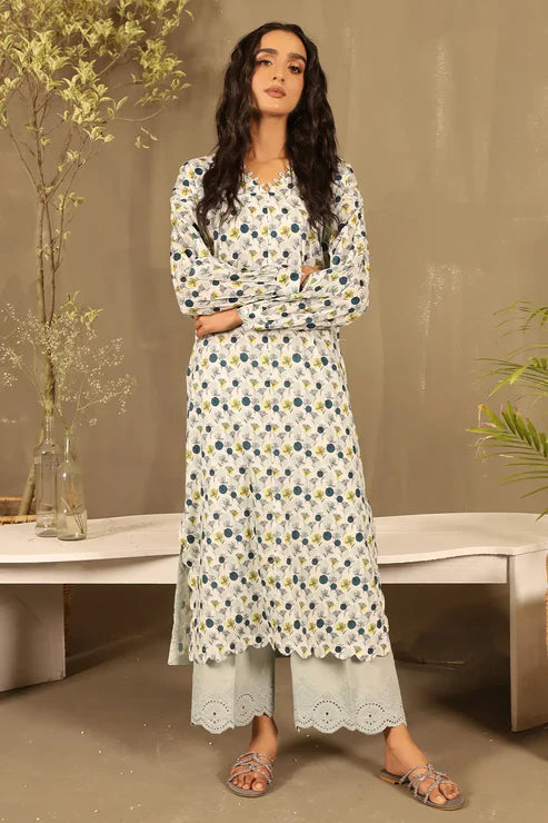 Unstitched 2 Piece - Printed Lawn Shirt with Embroidered Trouser 