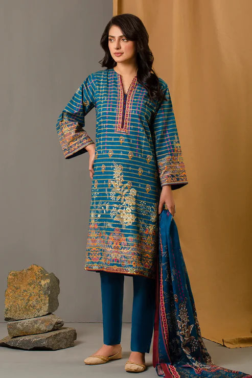 Unstitched 3 Piece - Premium Printed Khaddar