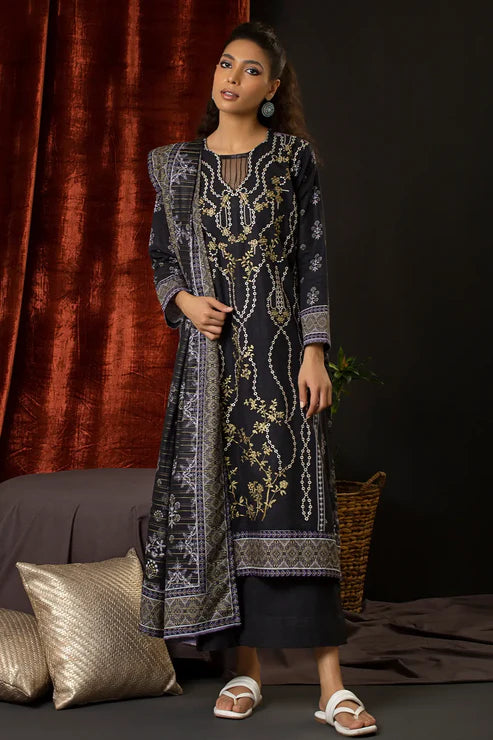 Unstitched 3 Piece – Printed Embroidered Khaddar