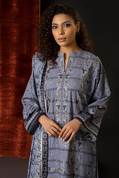 Unstitched 3 Piece – Printed Embroidered Khaddar