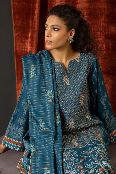 Unstitched 3 Piece – Printed Embroidered Khaddar