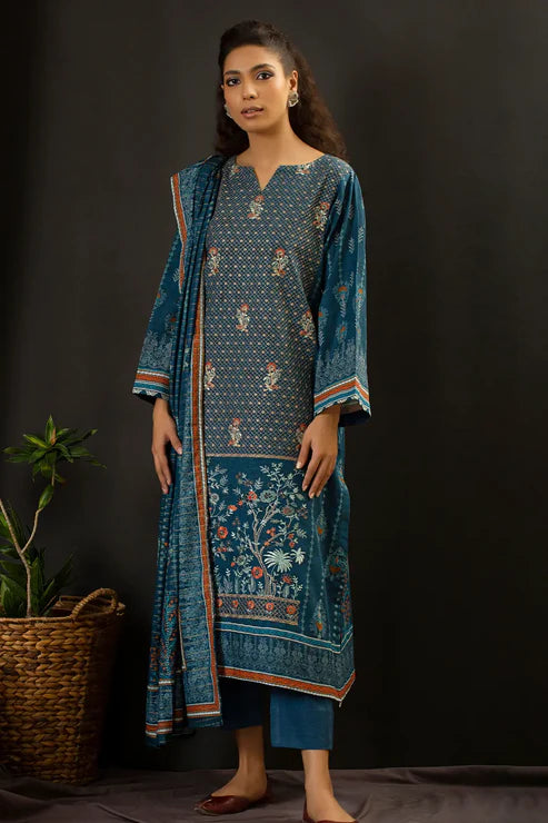 Unstitched 3 Piece – Printed Embroidered Khaddar