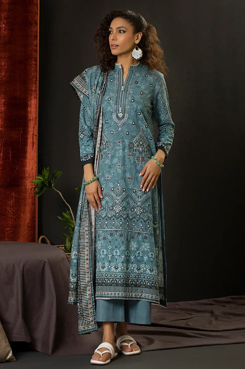 Unstitched 3 Piece – Printed Embroidered Khaddar