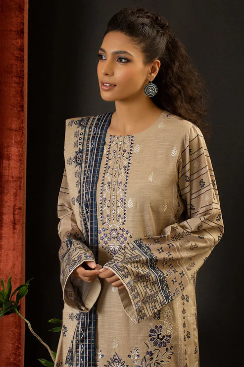 Unstitched 3 Piece – Printed Embroidered Khaddar