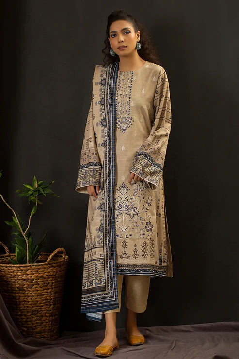 Unstitched 3 Piece – Printed Embroidered Khaddar