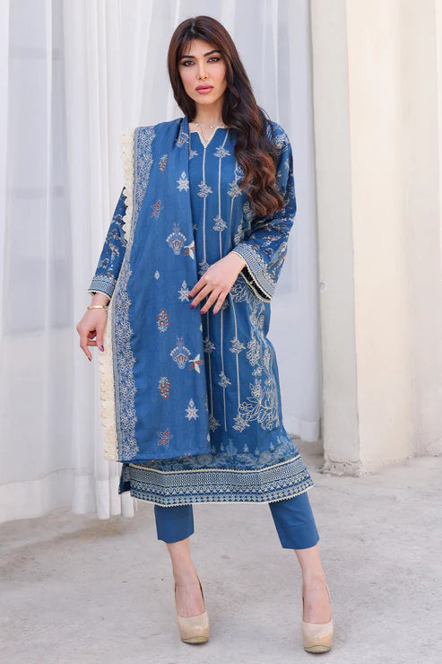 Unstitched 3 Piece - Premium Embroidered Khaddar