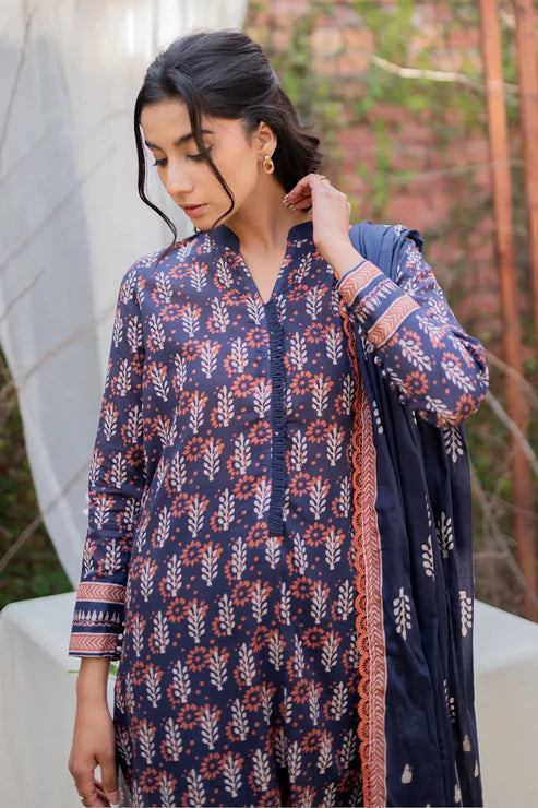 Unstitched 3 Piece - Digitally Printed Lawn