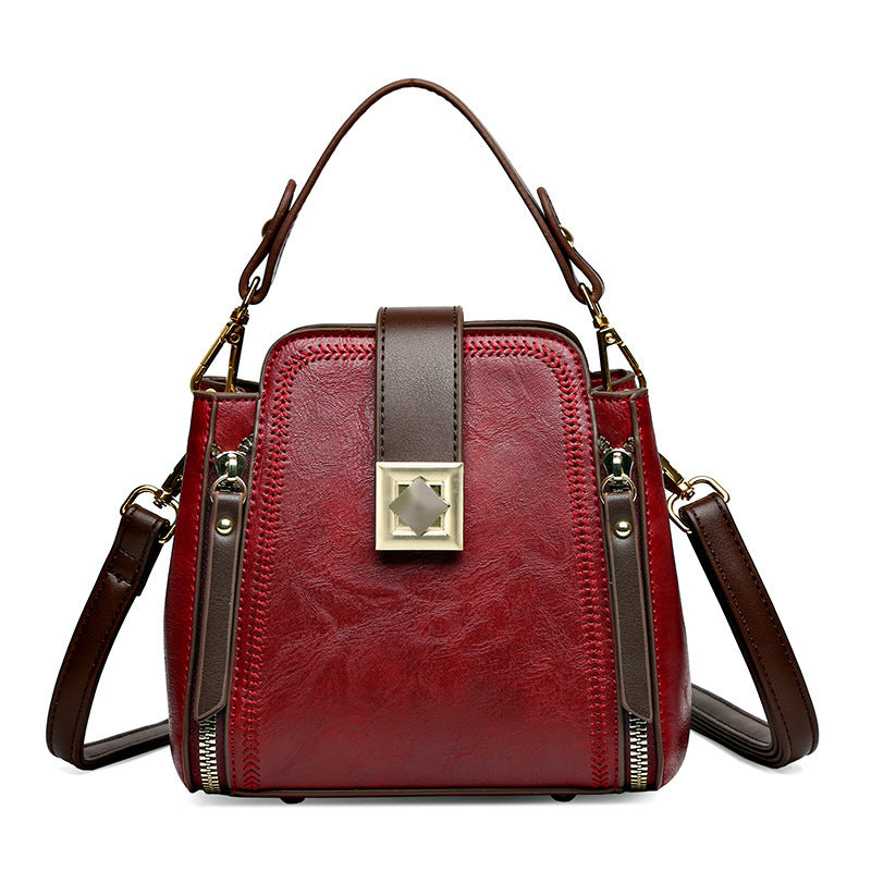 Women's Soft Leather Textured Shoulder Crossbody Handbag