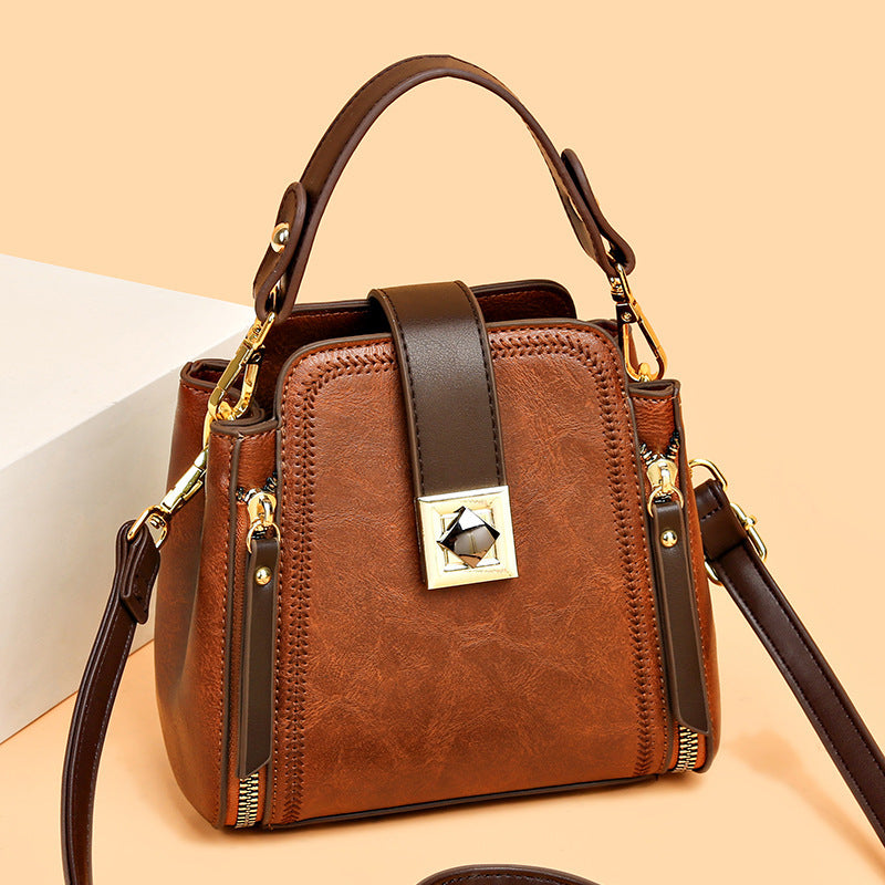 Women's Soft Leather Textured Shoulder Crossbody Handbag